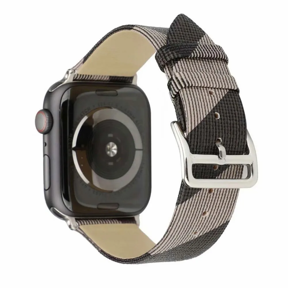 Plaid Pattern Leather strap For Apple Watch Band 38mm 40mm 42mm 44mm watches Bracelet bands For 5
