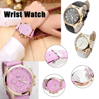

Women's Quartz Watch Fashion Hot Sale Geneva Exquisite Roman Digital Faux Leather Analog Quartz Watch часы женские relogio 50*