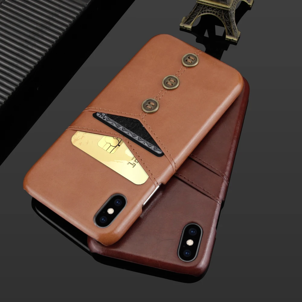 KEYSION Ретро чехол для телефона из искусственной кожи для iPhone XS Max X XR 7 Plus 8 с карманом для карт винтажная задняя крышка для iPhone XR 8P 6s Plus