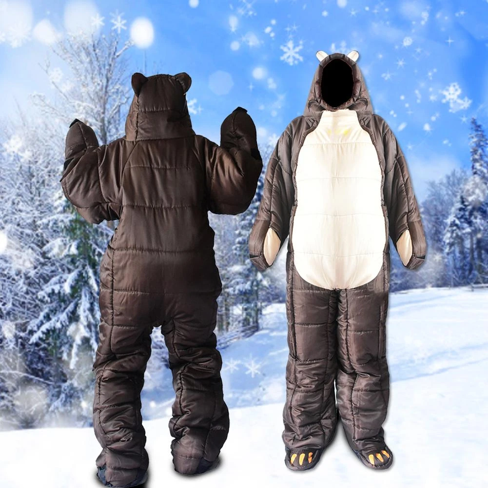 Full Body Wearable Sleeping Bag Bear Shaped Brown Sleeping Pouch For Family Sleeping Bags Aliexpress