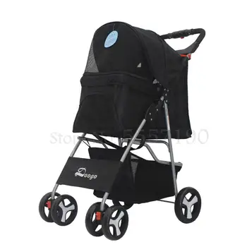 

Pet stroller dog stroller folding four-wheeled pet car pet trolley teddy dog stroller lightweight