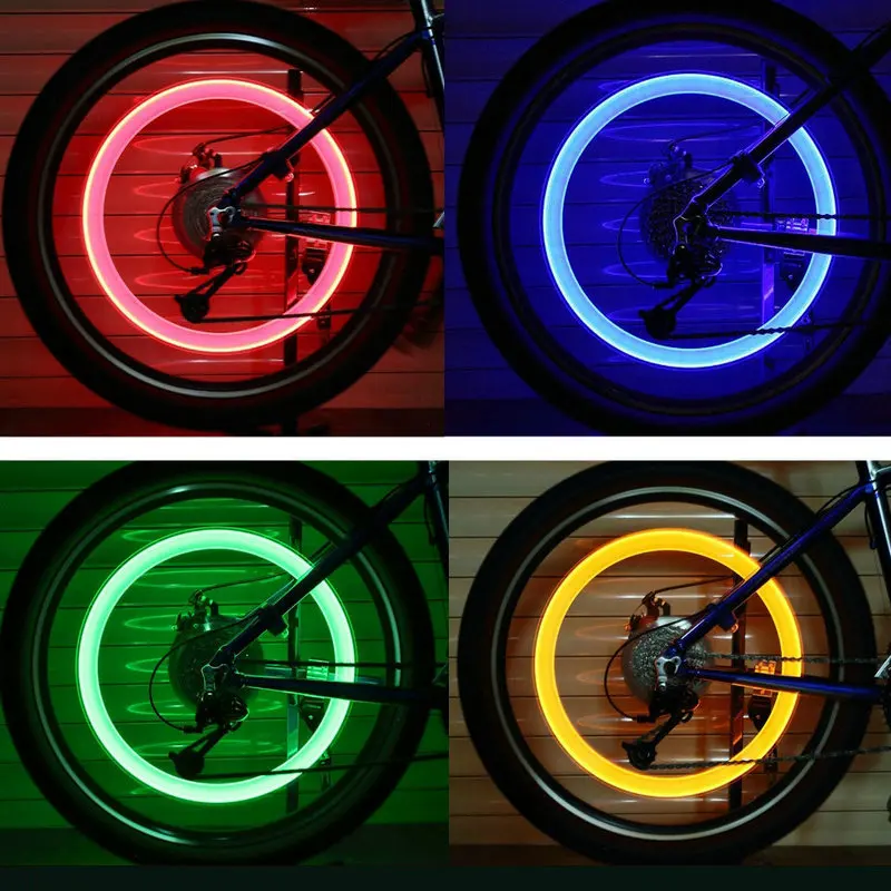 2pcs bike car Motorcycle Wheel Tyre Valve cap flash LED Light luz de bicicleta