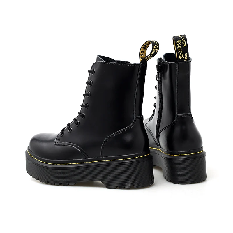 Tanie Buty damskie wysokiej jakości oryginalne skórzane buty zimowe brytyjskie buty Martin botki Punk Dr buty motocyklowe platformy