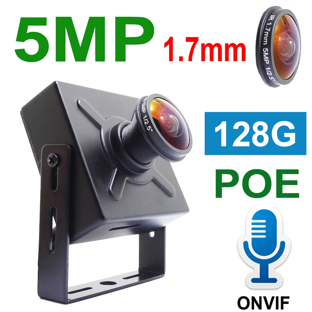Камера видеонаблюдения JIENUO 5 МП панорамная мини POE Ip камера аудио 128 ГБ 1 7 мм