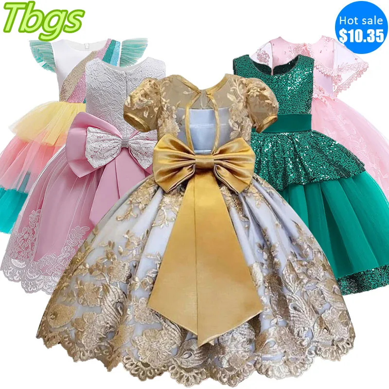 Girl Lace Dress Costumes for Girls Christmas Party Elegant Princess Dress Girl Wedding Dress Child Clothes 3- 10 Years