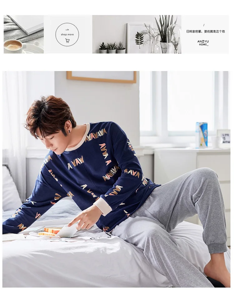 Spring And Autumn Men's Pure Cotton Long Sleeve Trousers Korean-style Men Young And Middle-aged Thin Japanese Korean Home W