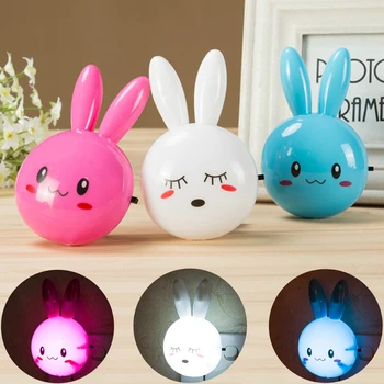 

Cartoon Rabbit LED Night Light AC110-220V Switch Wall Night Lamp With US Plug Gifts For Kid/Baby/Children Bedroom Bedside Lamp