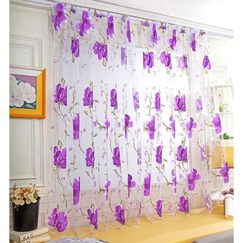 Purple 1x2 м, хит, домашний текстиль, Цветочная вышивка, Роскошные 3D оконные шторы, ткань, тюль, отвесные шторы для кухни, спальни, гостиной - Цвет: Purple