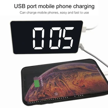 

Creative Digital LED Alarm Clock Postpone And Time Display Night Led Table 2 USB Charger Ports For Android Alarm Clock Mirror