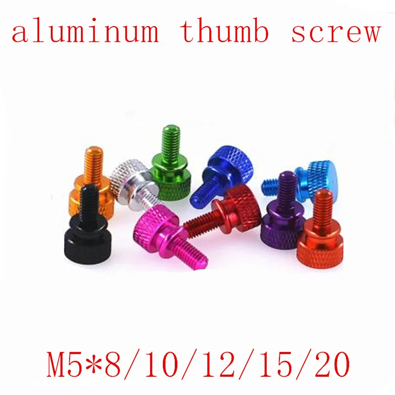 2pcs/lot M5*8/10/12/15/20 Step aluminum colourful knurled hand tighten