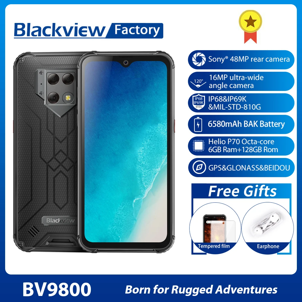 Смартфон Blackview BV9800 Helio P70 6 ГБ + 128 Гб Android 9 0 камера 48 МП водозащита IP68 6580 мАч 3 дюйма FHD