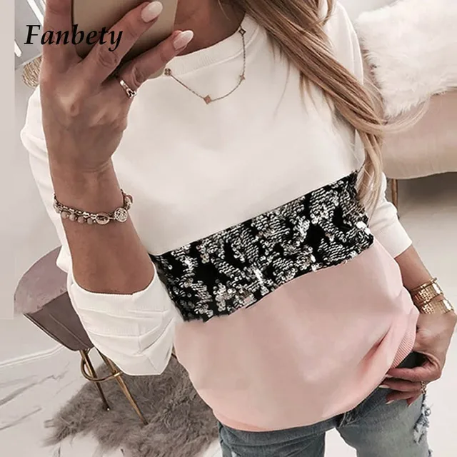 US $12.82 Women Diamond Splice blouse Shirts Office Lady casual o neck patchwork pullovers Femal Autumn leopa