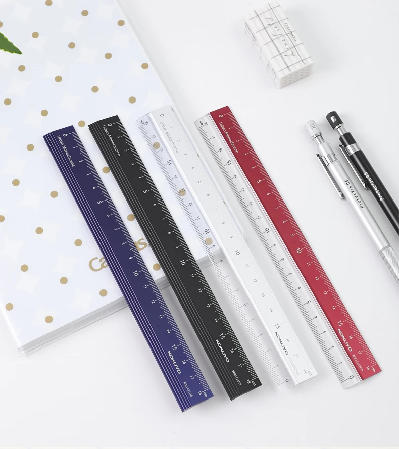 Ruler Multifunctional Aluminum Ruler 18cm Retro Style Student Stationery Translucent/foldable Japan KOKUYO stainless steel ruler,ruler set,drawing ruler,straight ruler,folding ruler,metal ruler,rotatable ruler