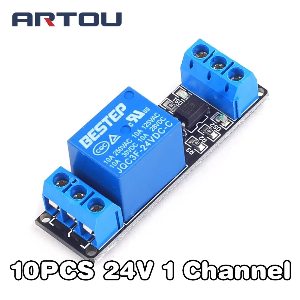

10PCS 1 Channel 24V Relay Module Relay Expansion Board 24V Low level Trigger 1 Way Relay Module for Arduino