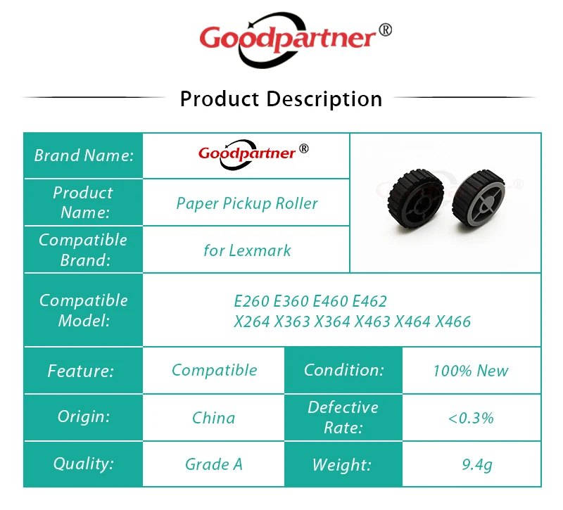 Pneu de Alimentação de Papel Cilindro de Recolhimento para Lexmark X264 X363 X364 X463 X464 X466 E260 E360 E460 E462 Eg460 Es460 Xs463 10x 40x5451 T376d - Imagem 2