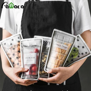 

4pcs Travel Snack Bag Self Seal Fresh Food Storage Bags Reusable Nuts Candy Cookies Bags Zipper Sealed Saver Kitchen Organizer