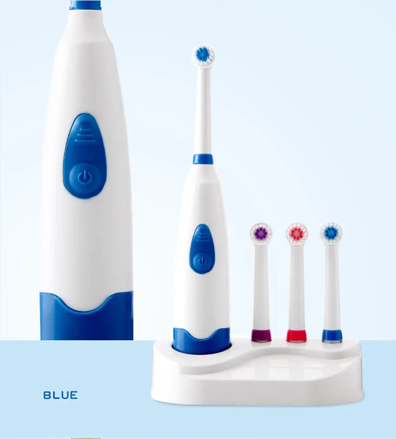 blue-4 heads 1 набор, Детская электрическая зубная щетка на батарейках, гигиена полости рта, зубная щетка с сменными головками для детей, инструмент для ухода за здоровьем - Цвет: blue-4 heads
