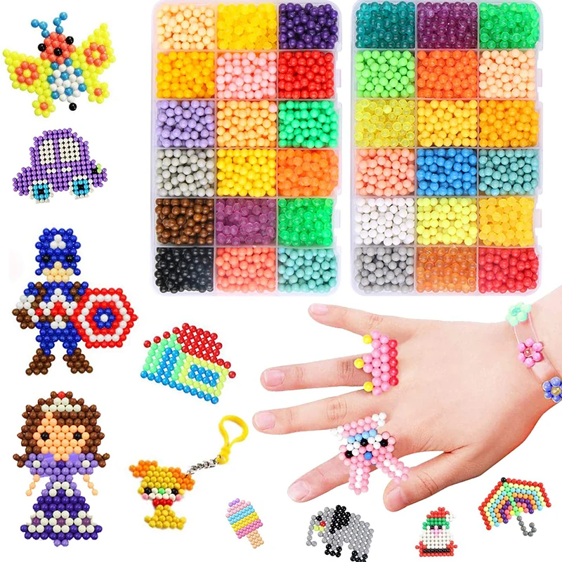 14400 Uds 4,5 MM recarga Hama cuentas Aquabeads DIY Spray de agua cuentas juegos de pelota 3D hecho a mano juguetes para niñas niños