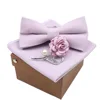 Men Super Soft Suede Solid Color Cotton Bow Tie Handkerchief Brooch Set Bowtie Orange Pink Blue Butterfly Wedding Novelty Gift ► Photo 2/6