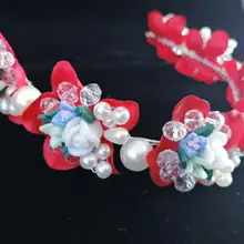 Красный ручной работы 3D Цветочные Стразы свадебная тиара ободки головной убор Венок, свадебная расческа для волос ювелирные аксессуары