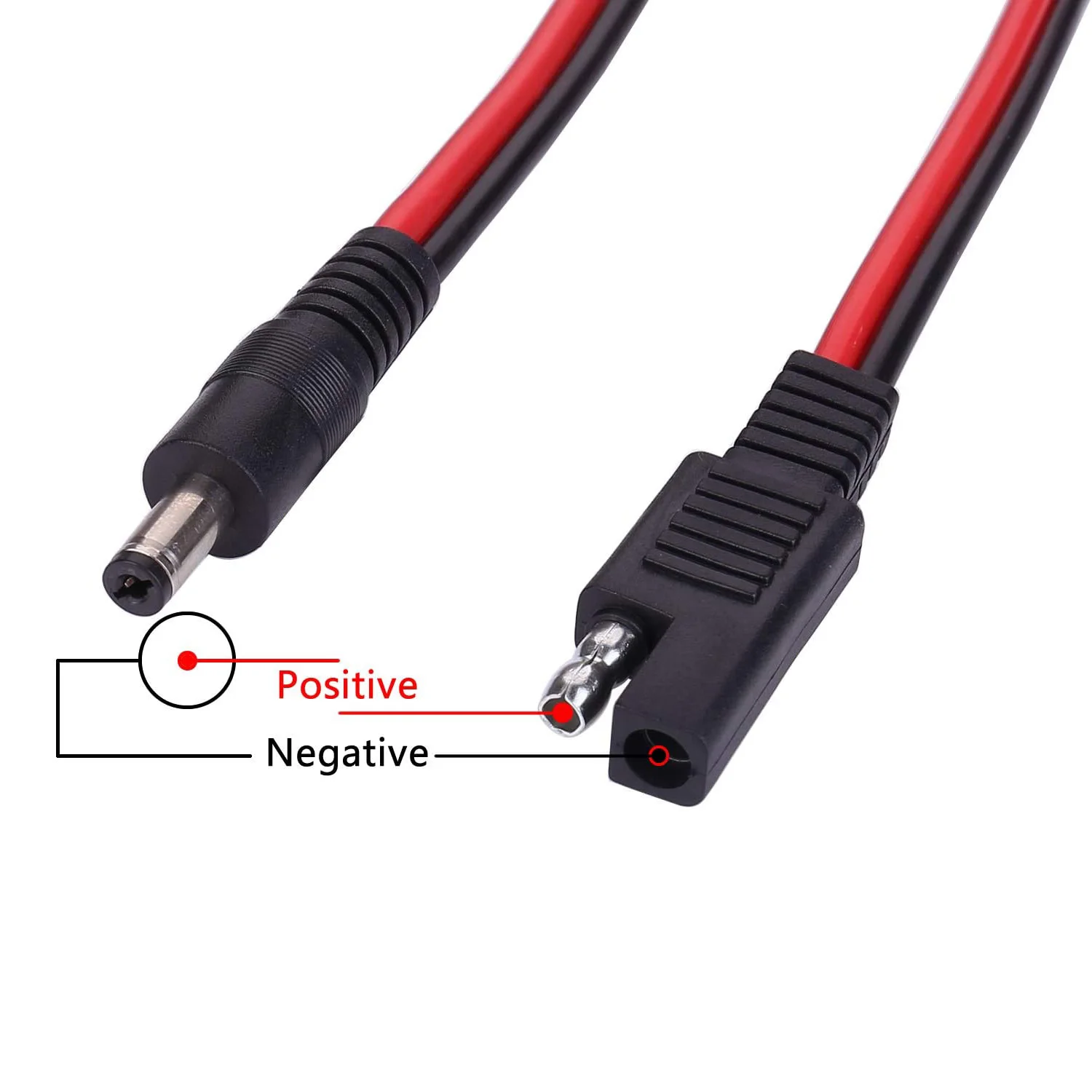 DC 5.5mm x 2.1mm Male To SAE Plug Cables SAE Polarity Reverse & DC 8mm Adapter 14AWG 2ft/60cm For Automotive RV Solar Panel