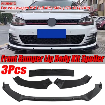 

Glossy Black 3xCar Front Bumper Splitter Lip Diffuser Spoiler Cover For Volkswagen For VW For Golf MK7 MK7.5 GTI R GTD 2014-2019