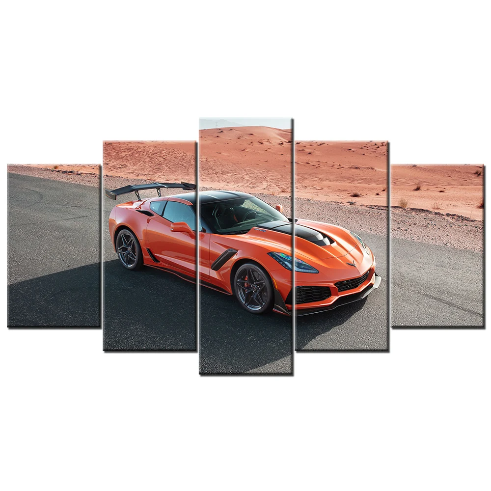 

5 Pieces Canvas Wall Art Super Car Chevrolet Corvette ZR1 Paintings HD Printed Posters Modular Pictures For Living Room Decor