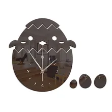 Новые Зеркальные Стикеры часы самоклеющиеся 3D сломанные оболочки форма курочки акриловые часы украшение для дома настенные часы
