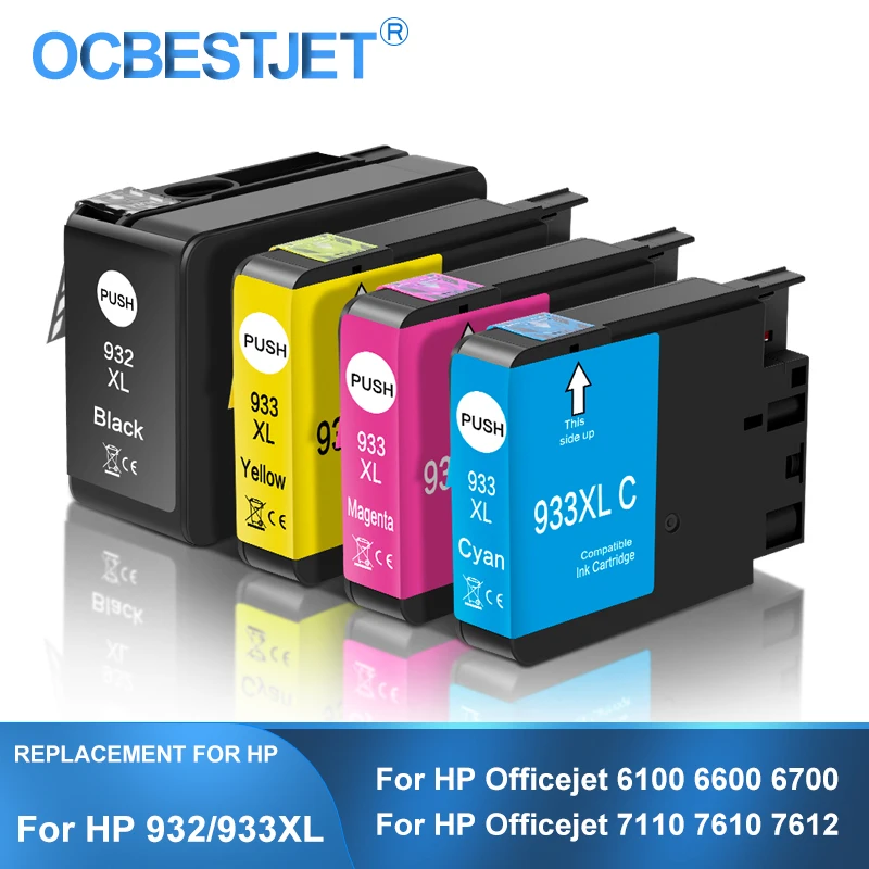 Tête D'impression 932XL/933XL Compatible HP Officejet 6060e, 6100, 6600, 7510, 7110, 7612, Etc. - Noire Et Couleur