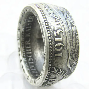 Германия серебряное кольцо для монет 5 Марка 191" орлы" посеребренное кольцо ручной работы в размерах 8-16