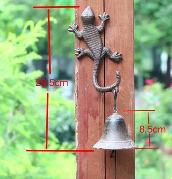 

L:29.5cm Garden Ornament Cast Iron Bell Lizard Hook
