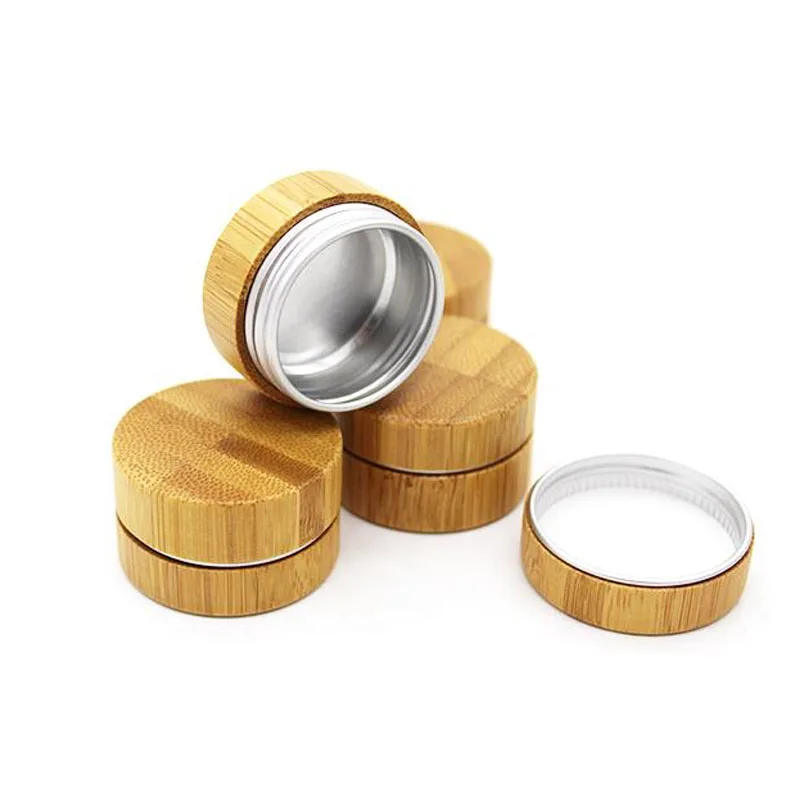 

5pcs New Bamboo Bottle Cream Jar With Aluminum Tank Cream Refillable Empty Cosmetic Makeup Container Bottle Storage Box 10g 30g