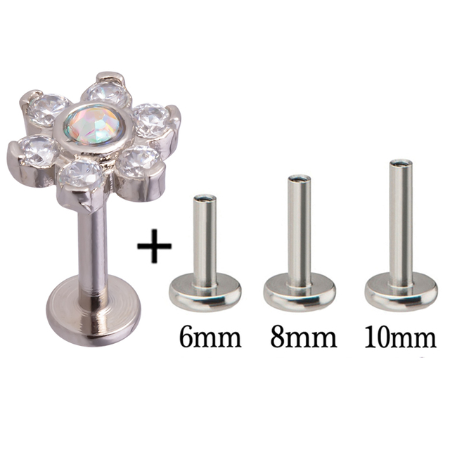 Paw Lip Ring Piercing Labret Stud Monroe Bar Zircon Internally Threaded Tragus Helix Ear Cartilage Earring Body Jewelry 16G