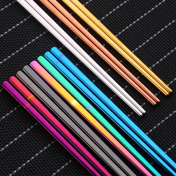 

Stainless Steel Chopsticks Home Square Chopsticks Portugal Korean Style Square-headed Chopsticks Sushi Dishes Hotel Tablewar