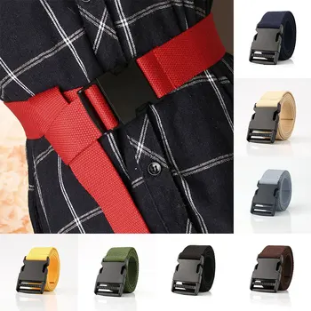 

Adults Adjustable Belt Women Simple Fashion Korean Style Canvas Belts for Men Unisex Solid Color Plastic Buckle Jeans Waistband