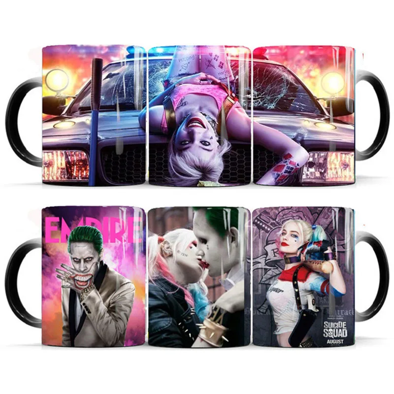 Кофейные кружки Джокер и Бэтмен Harley Quinn меняющие цвет 350 мл керамическая чашка для