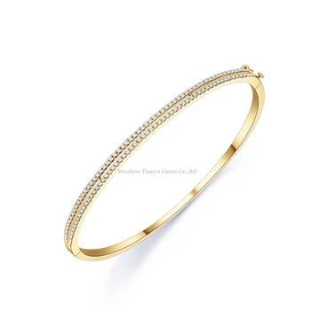 

Tianyu gems fashion design 10k yellow gold moissanite Bangles