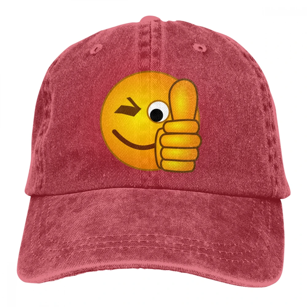 Улыбающиеся большие пальцы вверх Casquette черные унисекс Мужские Женские джинсовые бейсболка с ремешком кепки регулируемые Гольф папа шляпа