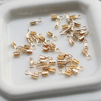 

Gold filled copper Clip-on leather rope chain closure chain end clasps Cup for jewelry wire necklace accessories 1.8*3mm 10pcs