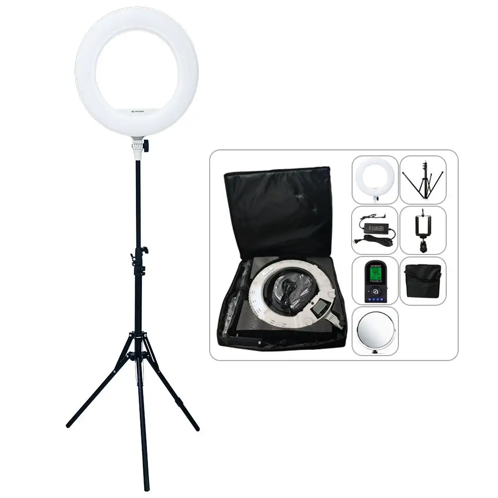 

Yidoblo QS-480EII Makeup Tattoo Photography Ring lamp 18\" 480PCS LED Ring Light Warm & Cold Color Adjustable Ring Lamp Kit