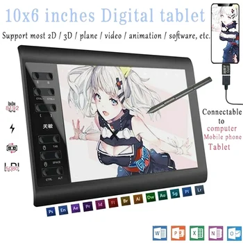 10*6'' IPS HD Graphics Drawing Digital Tablet Monitor Pen Display 233 Point Quick Reading Pressure Sensing Universal 1
