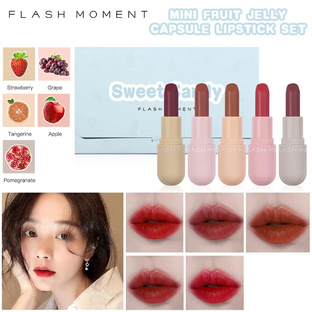 5-Color Lipstick Makeup Set Waterproof Long Lasting Make Up Red Lip Gloss Fruit-Scented Hydrating Lip Makeup Lip Stick 5-Color Lipstick Makeup Set Waterproof Long Lasting Make Up Red Lip Gloss Fruit-Scented Hydrating Lip Makeup Lip Stick