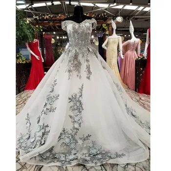 

BGW HT32726 Senior Gray Simple Evening Dress Off Shoulder Sweetheart Lace Up Back Party Dress With Beadings From China Shop