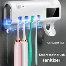 Toothpaste-Dispenser-Holder Brush Cleaning-Storage Uv-Sanitizer Solar-Energy Disinfectant