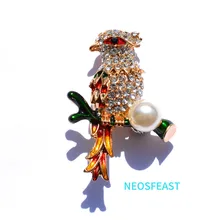  Elegant Rhinestone Bird Brooches for Women Multi Color Enameled Pearl Pin Ladies Dress Garments Wedding Gifts Fashion Jewelry 