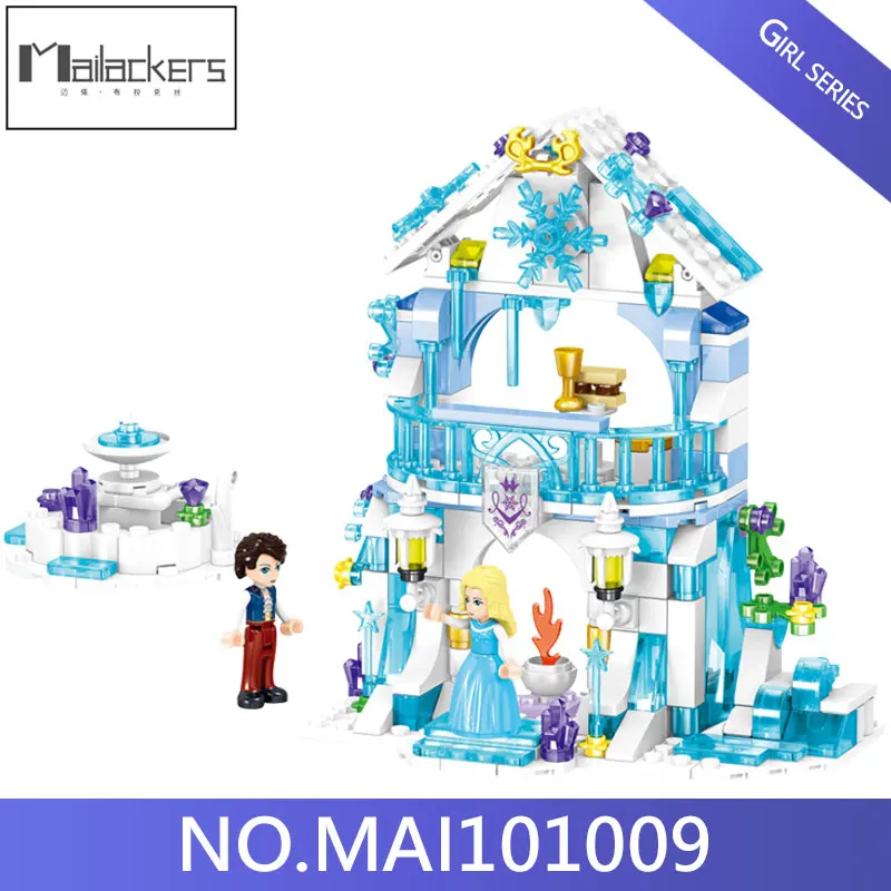 

Ice castle Figures Princess 249pcs Toys For Children Friends Fountain Castle 2 Girl Building Blocks
