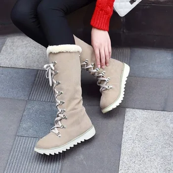 

SHOFORT Snow Boots 2020 Casual Fashion All-match Lace-up Shoes Woman Plus Velvet Warm Flock Non-slip Waterproof Winter Boots