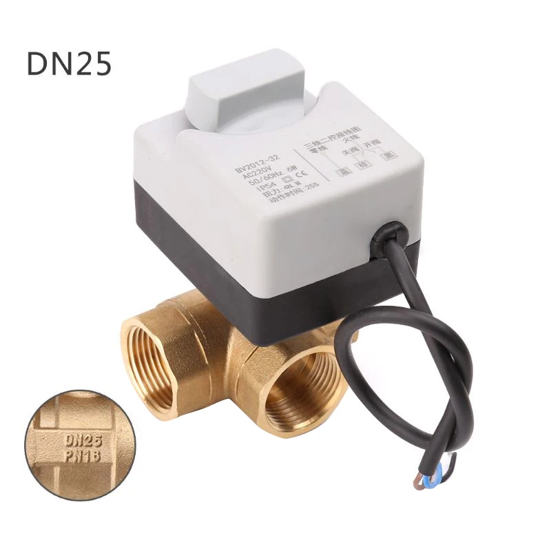 Промо-акция! AC220V 3 Way 3 провода 2 управления моторизованный шаровой клапан электрический привод с ручным переключателем DN25