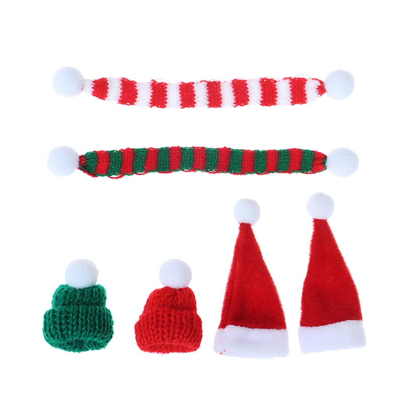 

Creative Stylish Xmas Mini Scarf and Hat Decor Doll Clothes Accessory Plants Adornment for Festival Christmas Party