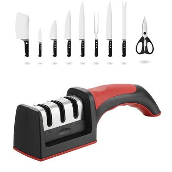 

3-Stage Knife Sharpener Kitchen Knife Sharpener Manual Kitchen Knife Sharpening Tool for All Knives Grinder